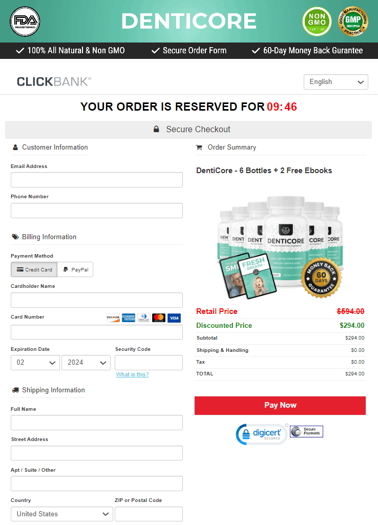 denticore order form